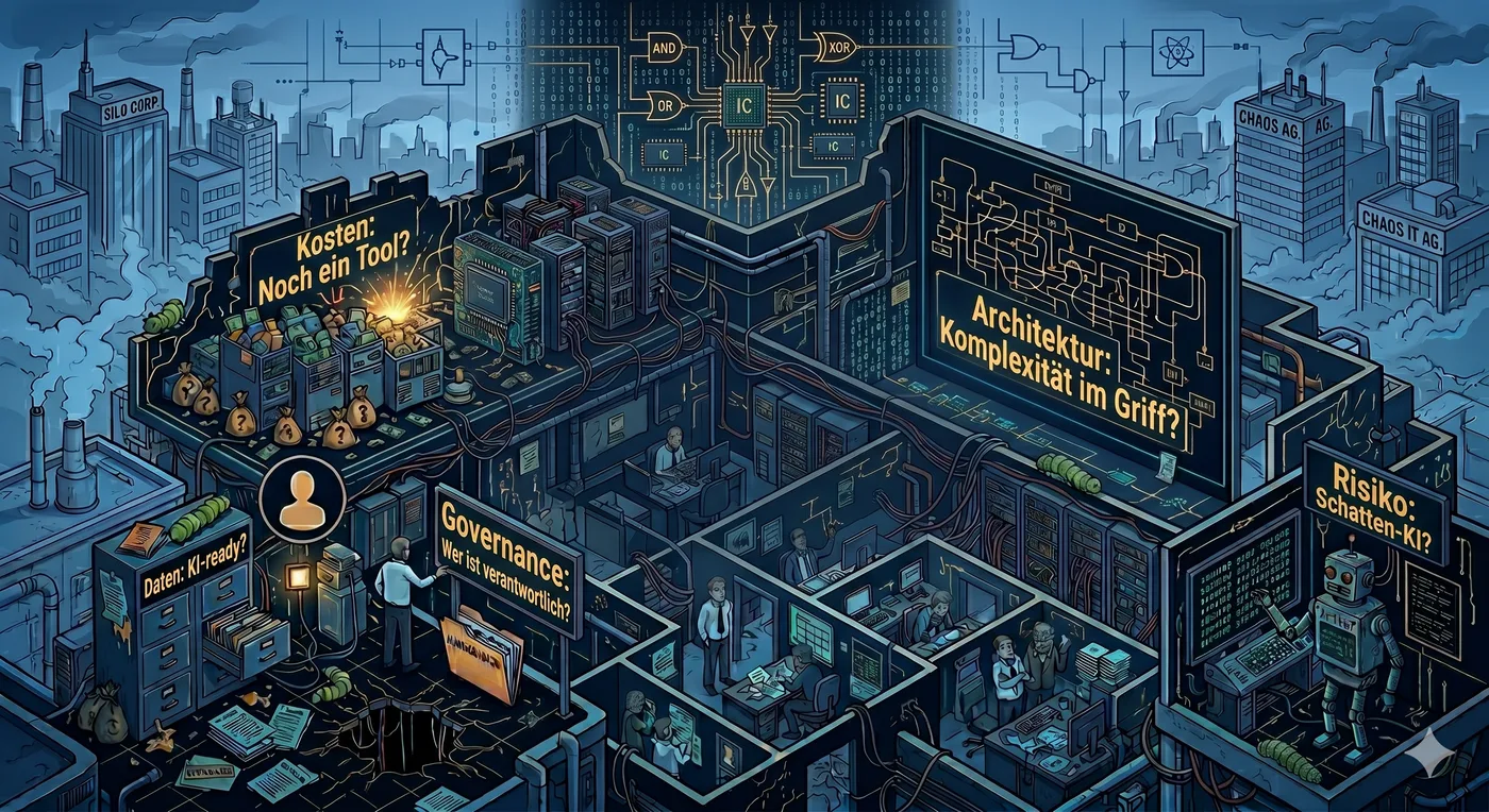 Abbild einer Organisation, welche die Komplexität, Kosten, Daten, Governance und Risiken der digitalen Welt bewältigen muss